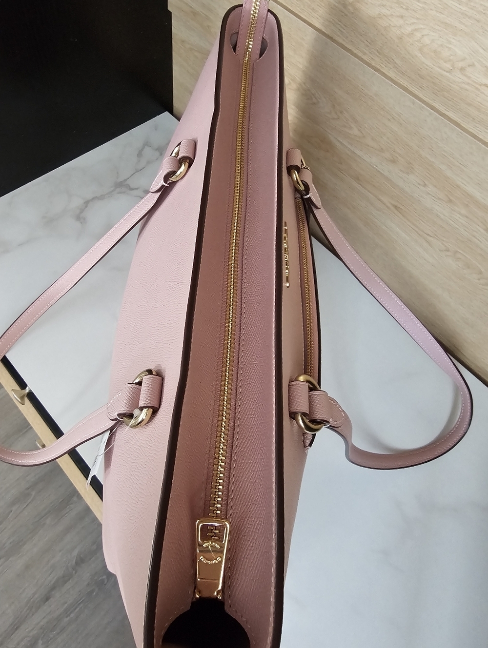Coach Blush Pink Leather Tote with Front Pocket - Picture 7 of 13